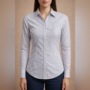 H&M Blue and White Striped Button-Down Shirt